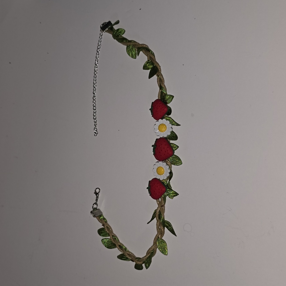 Red strawberries with Dasies choker necklace